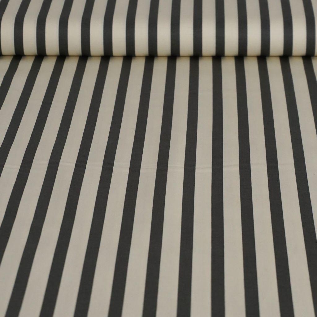 Baumwollstoff Stretch Längsstreifen schwarz ecru
